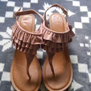 Fergalicious by Fergie Mauve Swindle Wedge Flip Flop Sandals Size 12